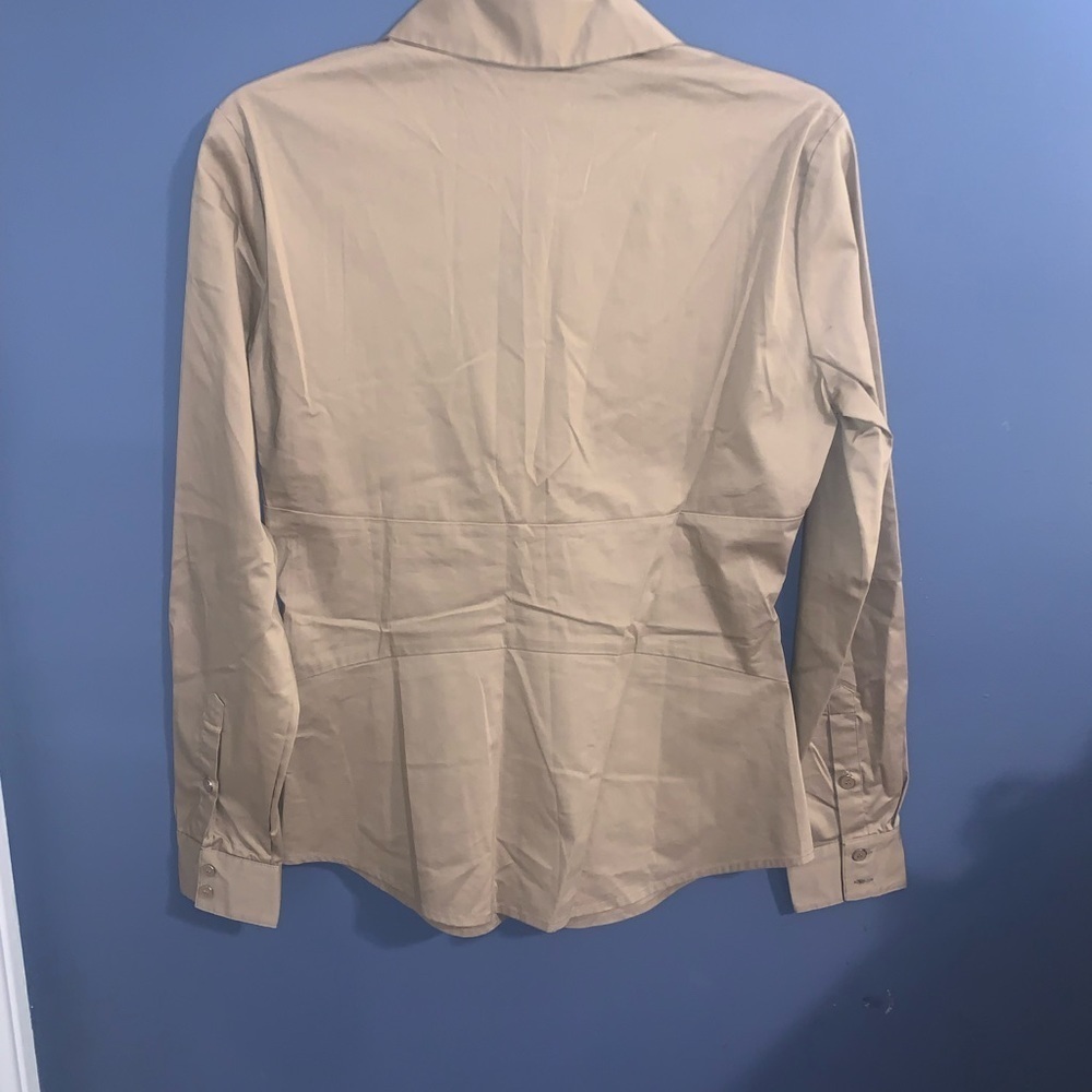 New York and Company tan long sleeve button down shirt - Picture 6 of 11